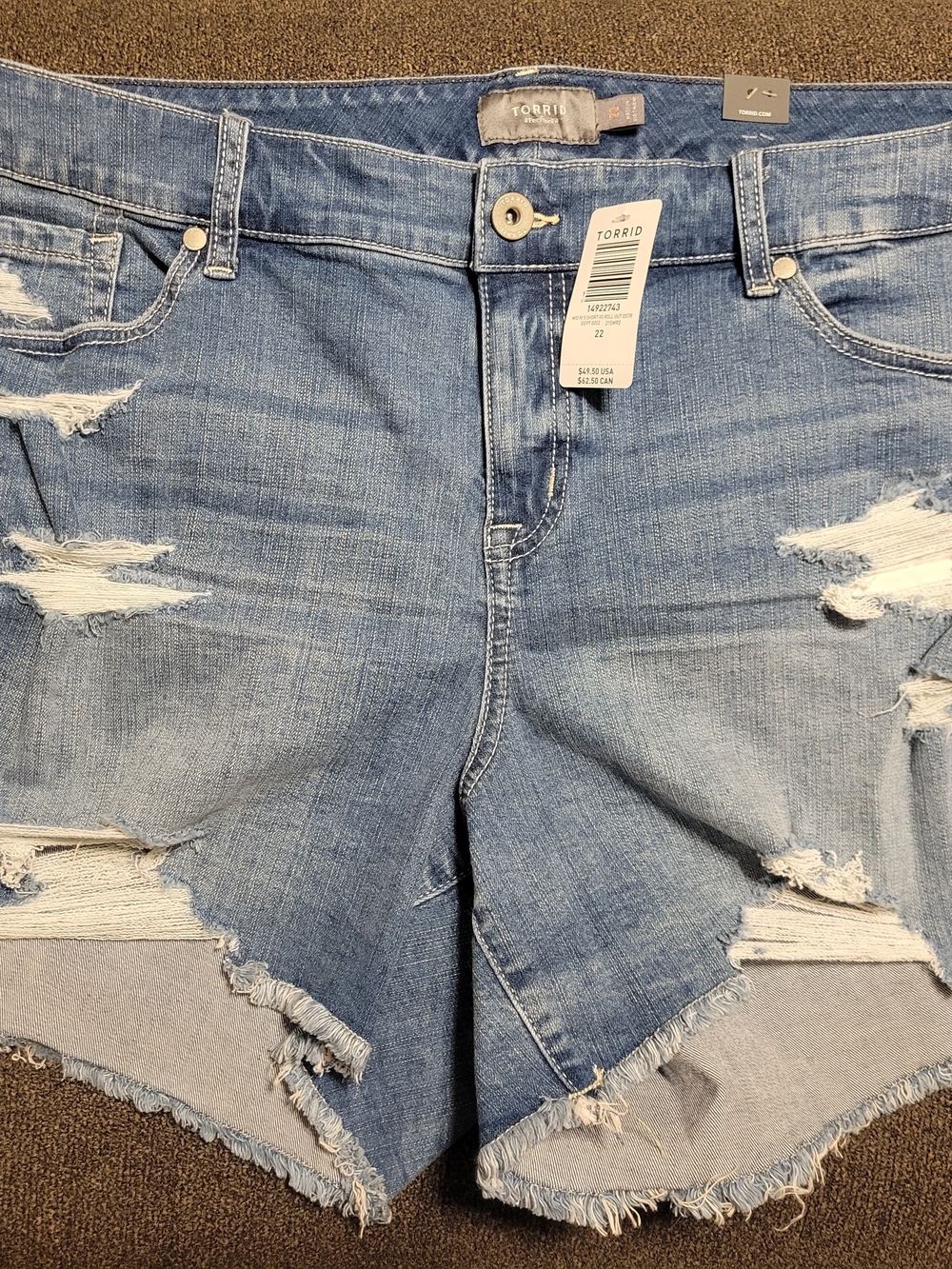 torrid Light Wash Ripped Denim Shorts